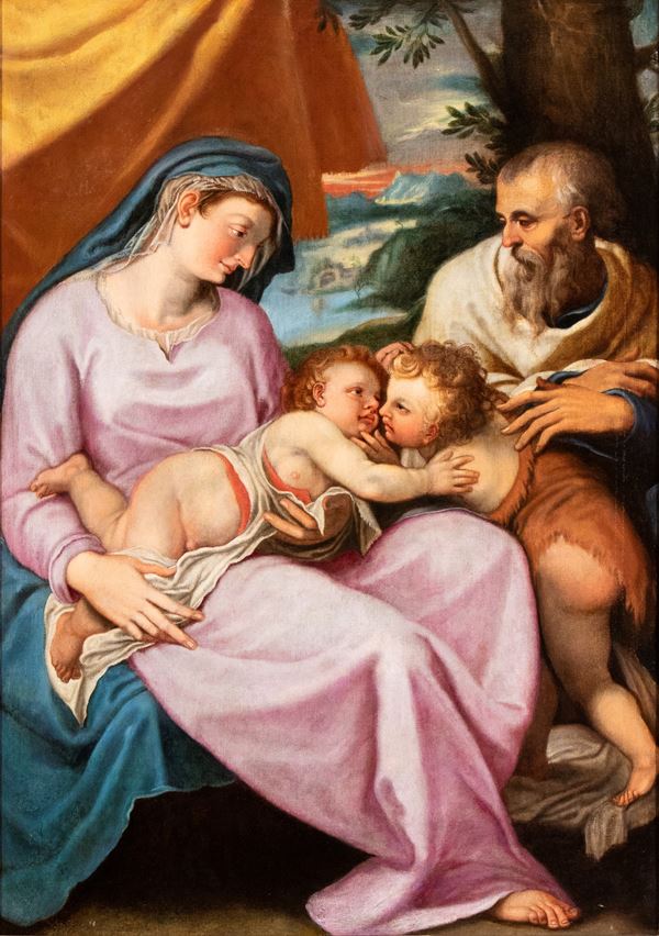 Girolamo  Muziano - Holy Family with St John the Baptist