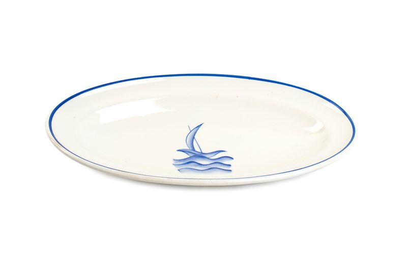 Gio Ponti - Piatto Ovale con Barca a Vela