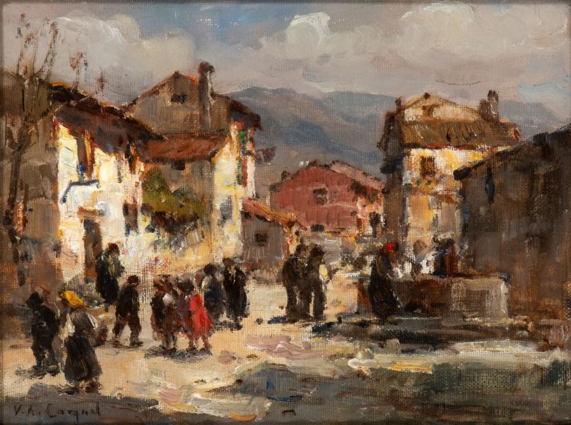 Vittore Antonio Cargnel - La Piazzetta e la Scuola di Frisanco