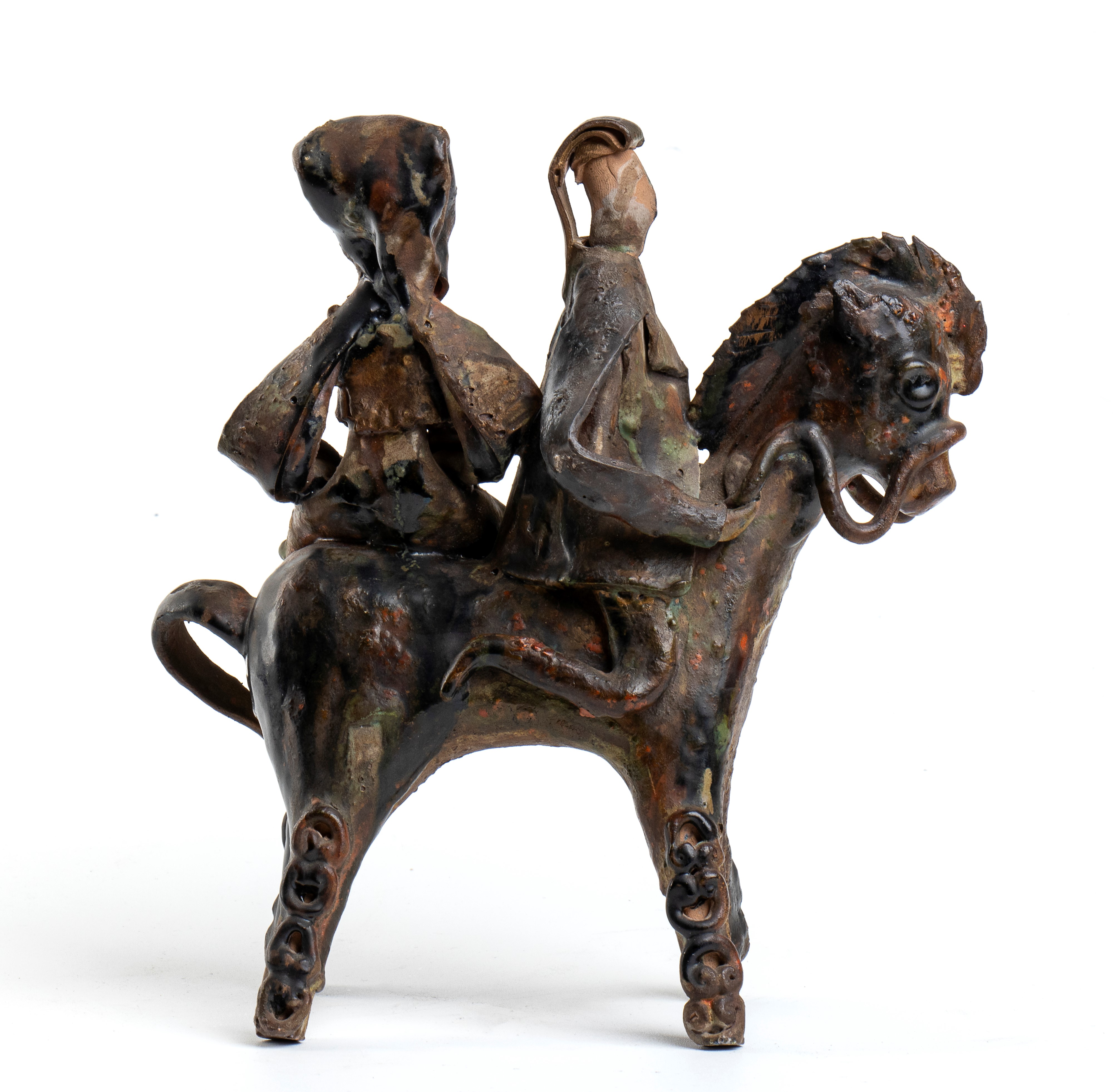 Coppia a cavallo con costumi sardi