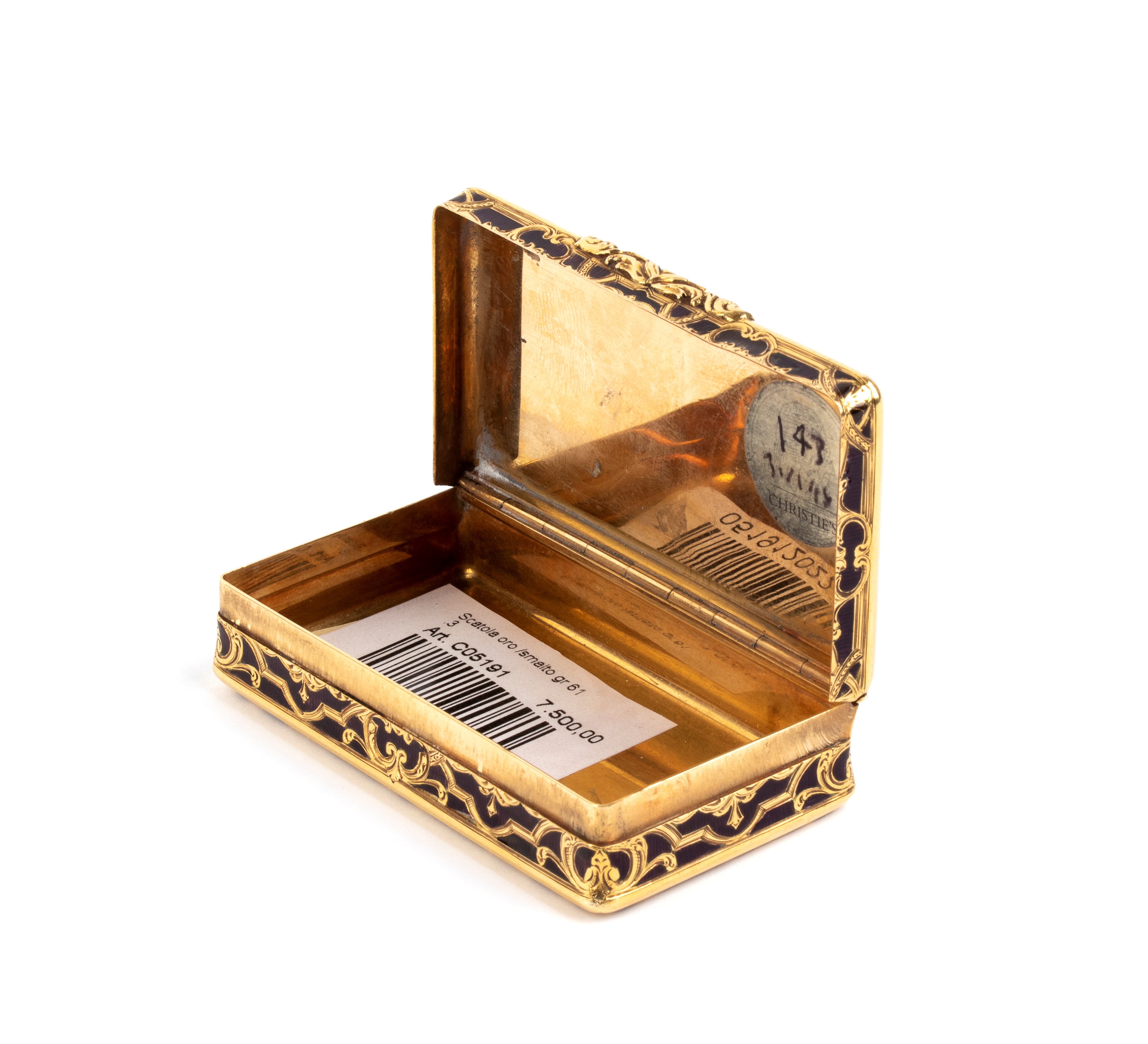 Tabacchiera in oro e smalti