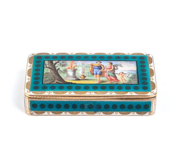 Gold and enamel snuff box