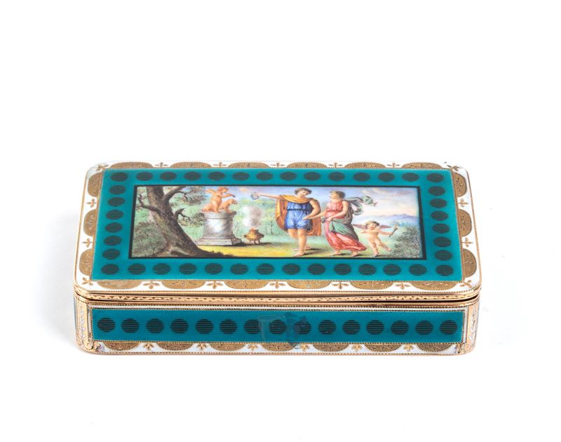 Tabacchiera in oro e smalti