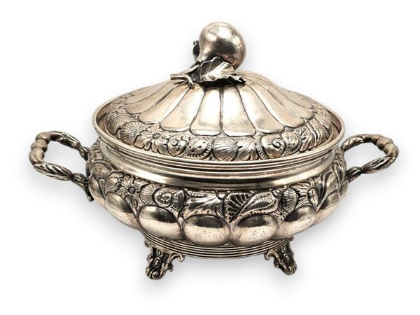 Italian solid silver tureen with underplate