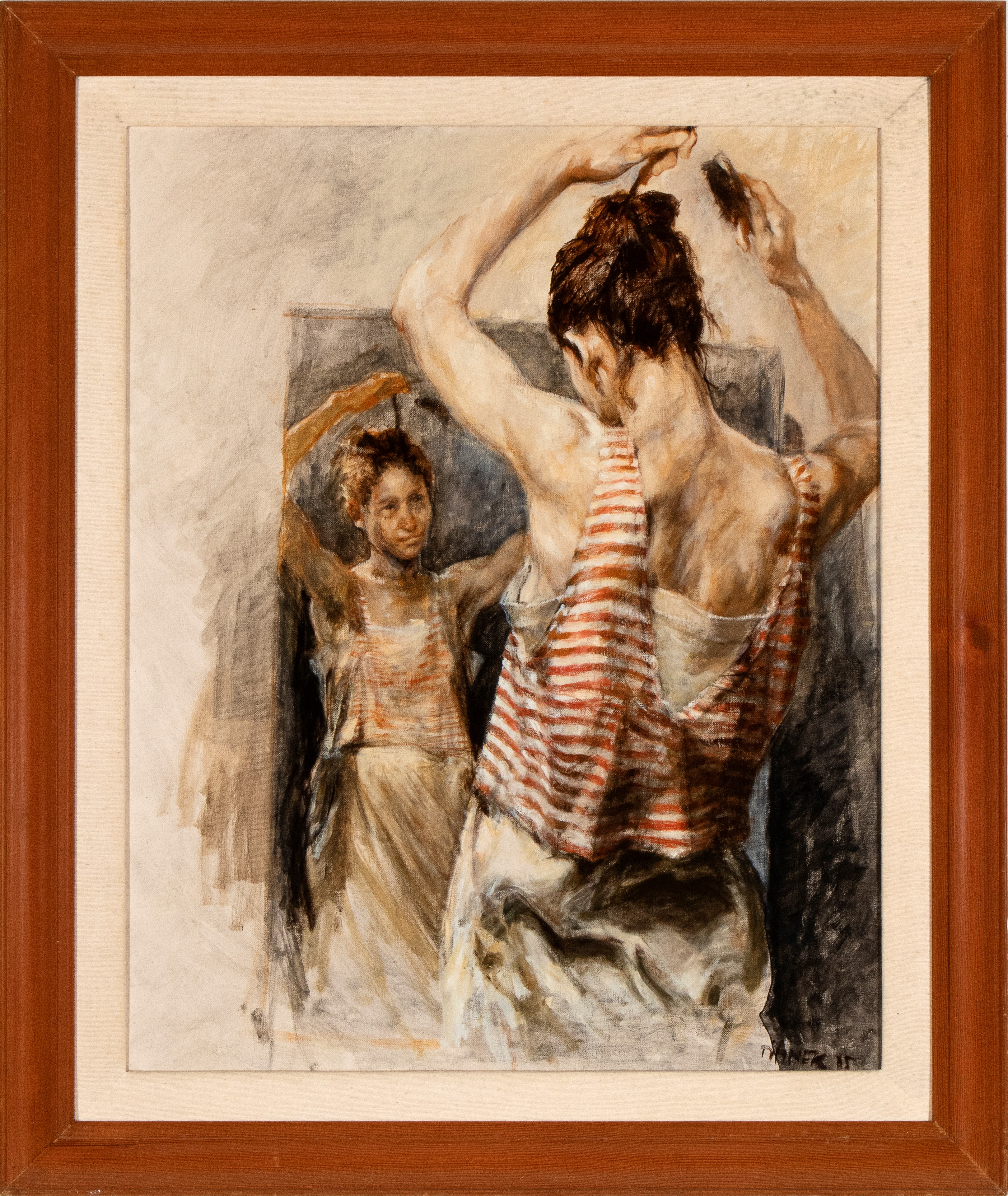 Carl Timner - Ragazza allo specchio, olio su tela