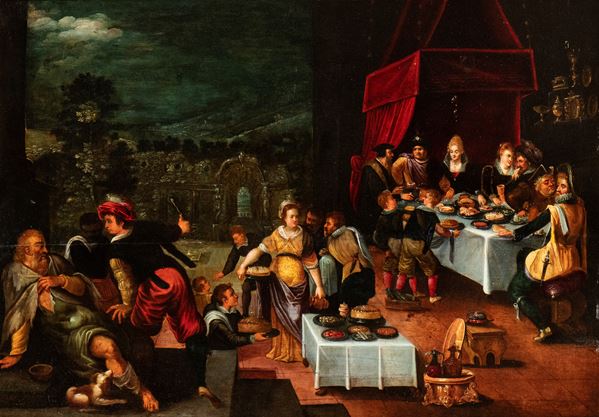 Frans Francken  il Giovane - Lazarus and the Rich Epulon