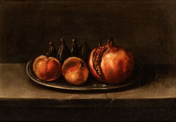 Artista attivo a Roma, prima met&#224; XVII secolo - Still life with pomegranates and figs