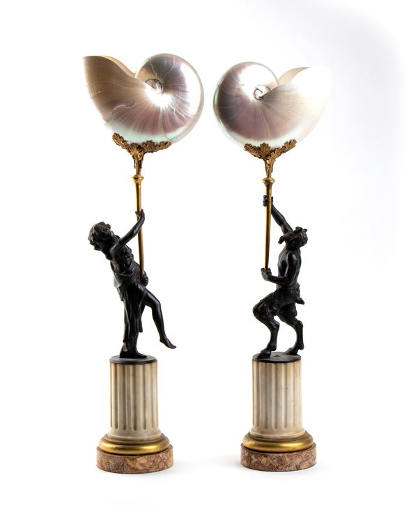 A pair of Nautilus in neoclassical style