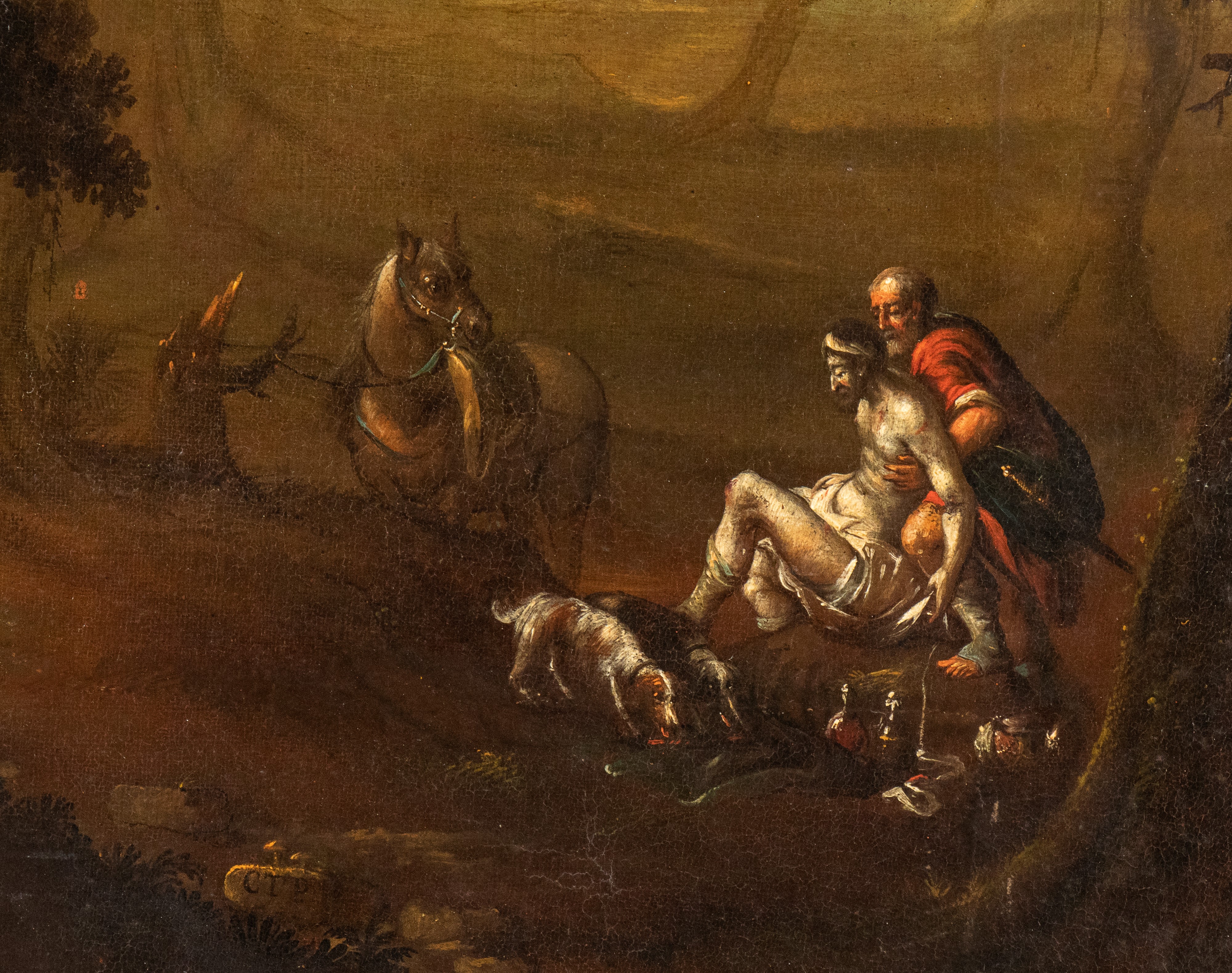 Artista Fiammingo Attivo in Veneto, XVII Secolo - Paesaggio con la Parabola del Buon Samaritano