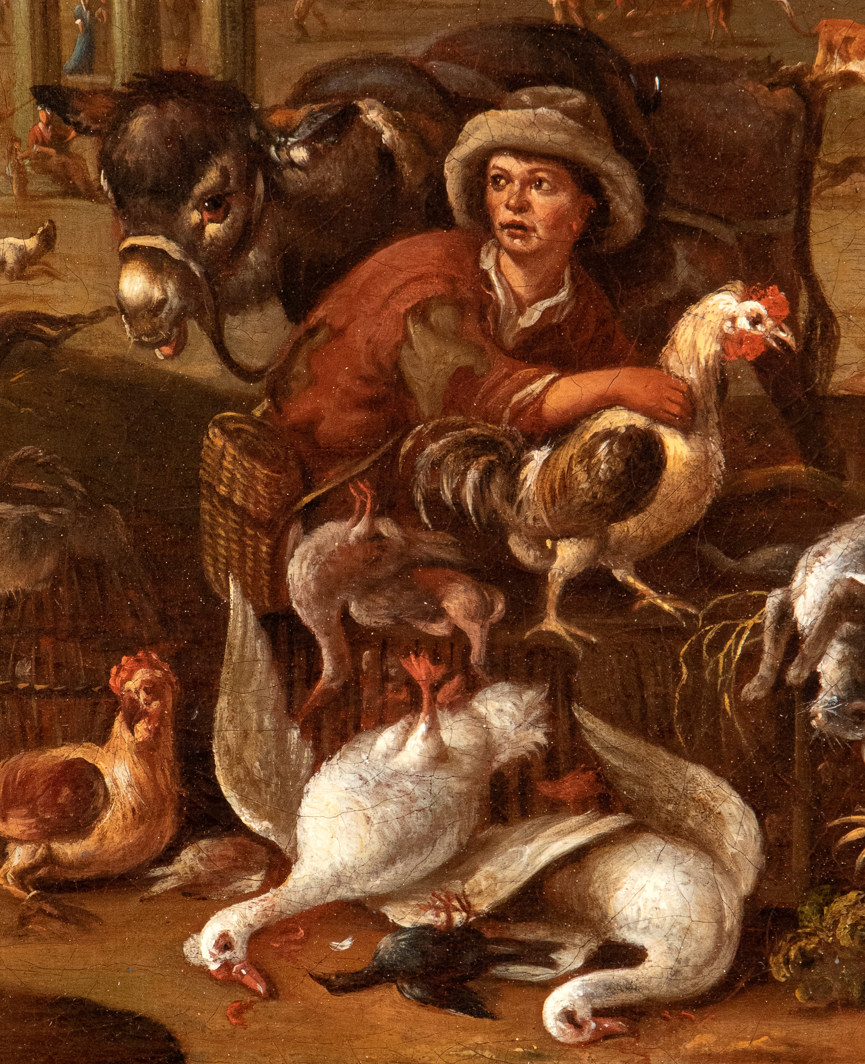 Veduta di Campo Vaccino con scena di mercato