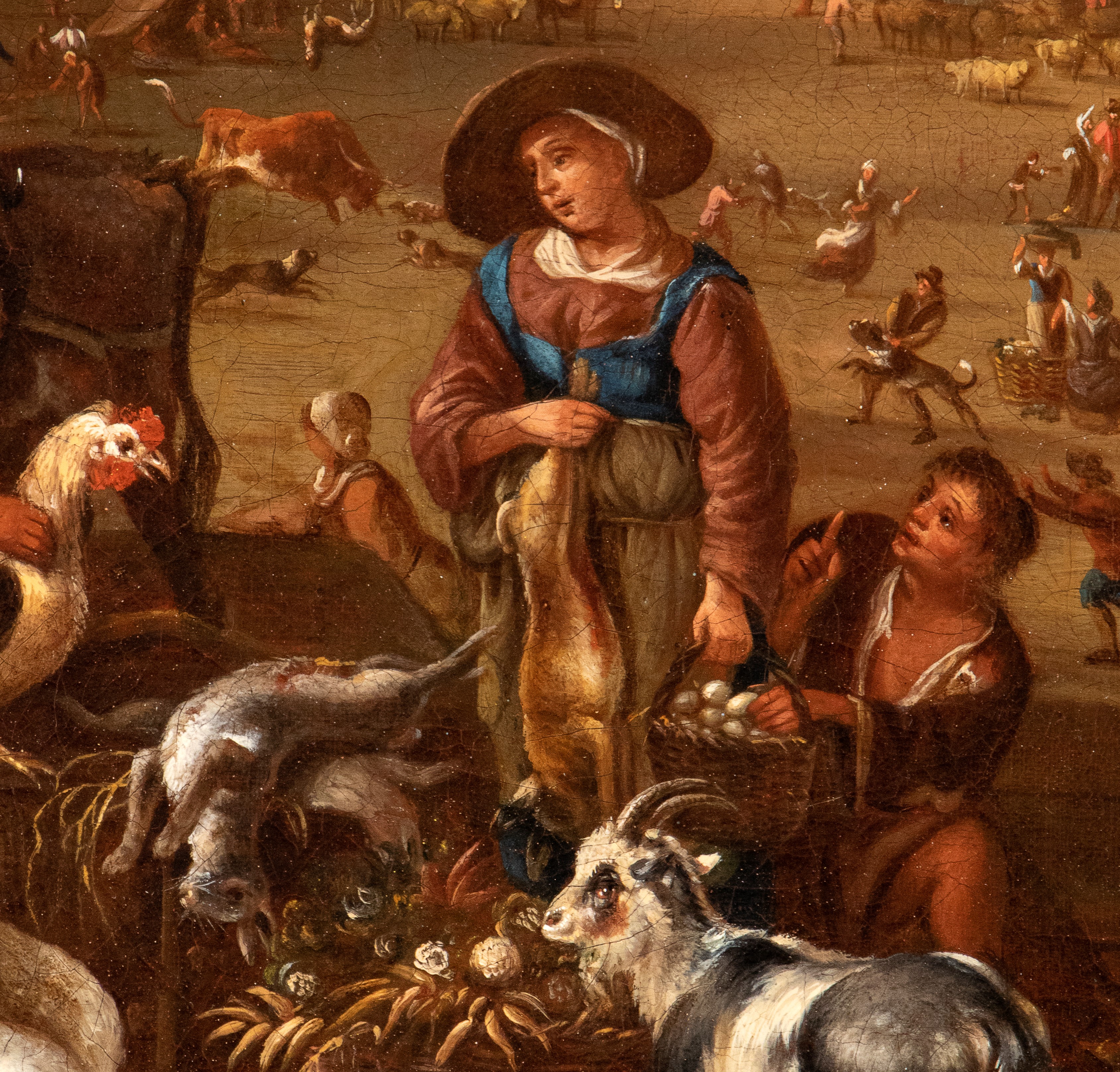 Veduta di Campo Vaccino con scena di mercato