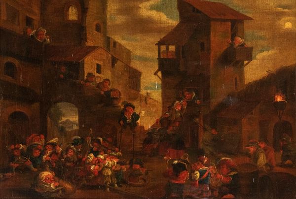 Faustino Bocchi - Feast of dwarfs in a village