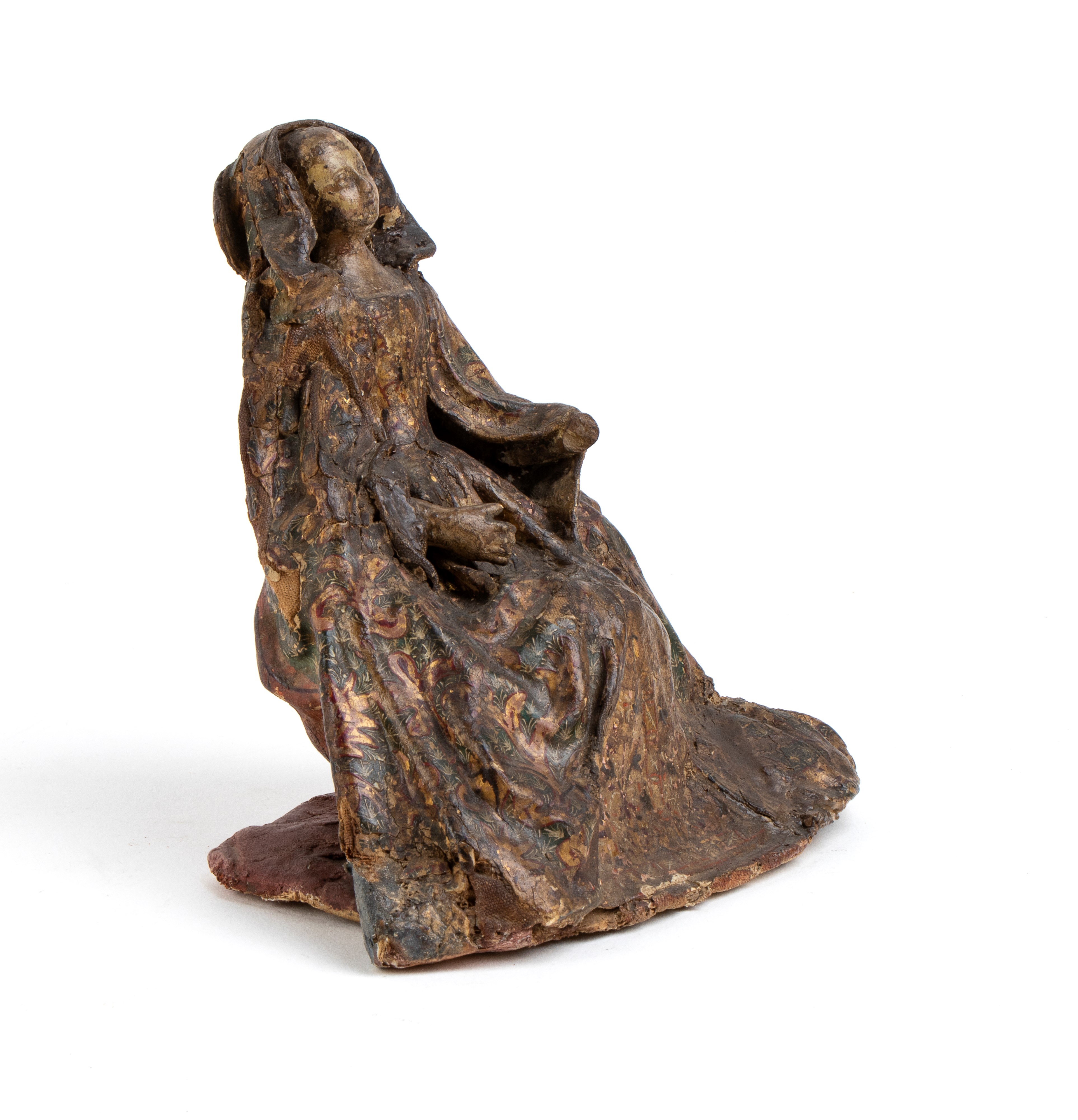 Madonna tardo gotica, scultura in papier mâché/papier collé policroma (XV–XVI secolo)