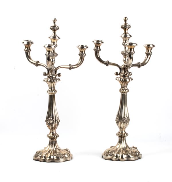Apair of Austrian solid silver candelabra