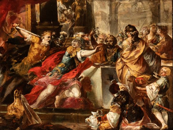Artista veneto, XVIII secolo - Solomon and Joab in the Temple