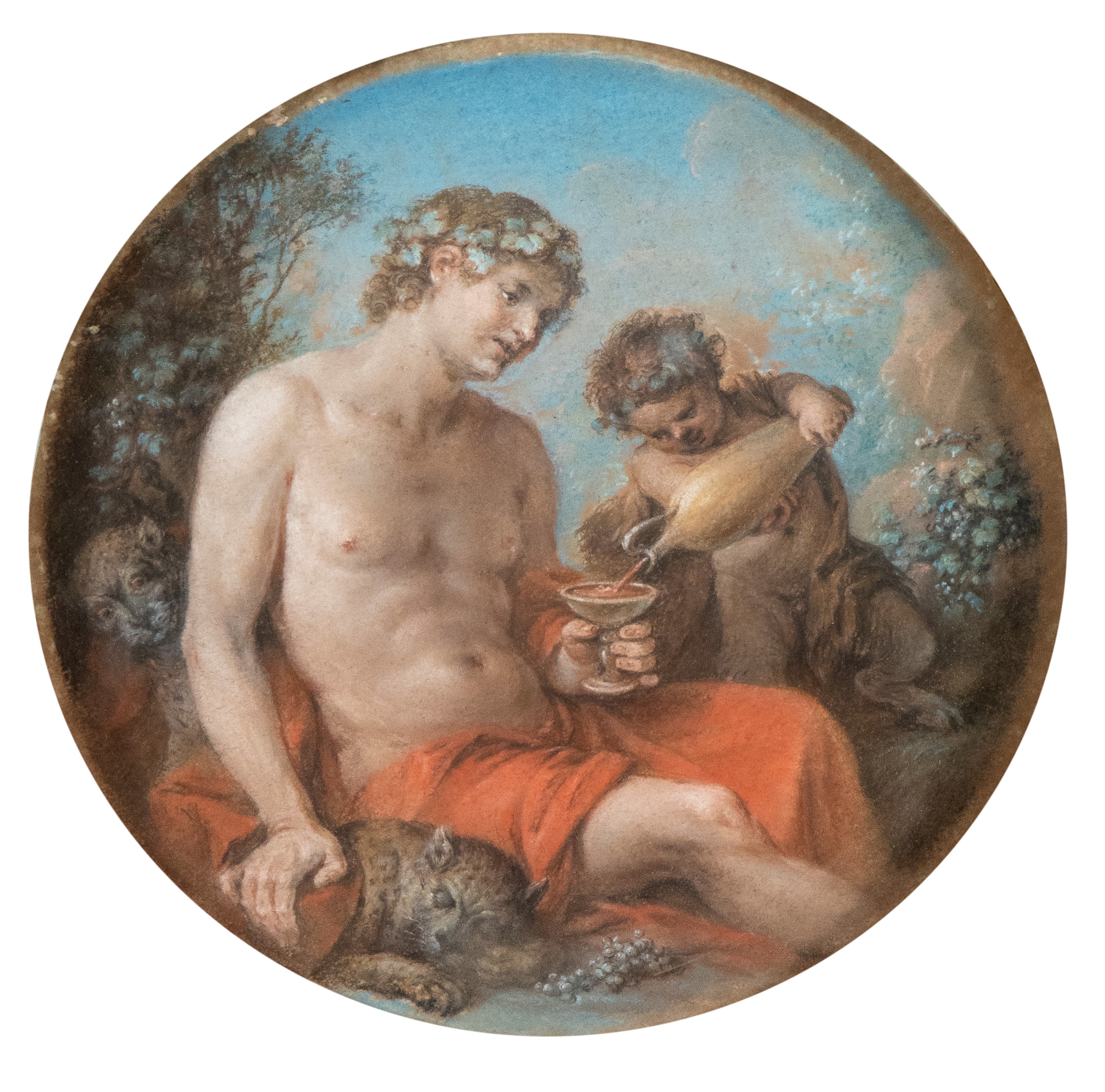 Guillaume Courtois il Borgognone - A) Inverno (la Virtù Romana); B) Estate (bacco). Coppia di Dip...