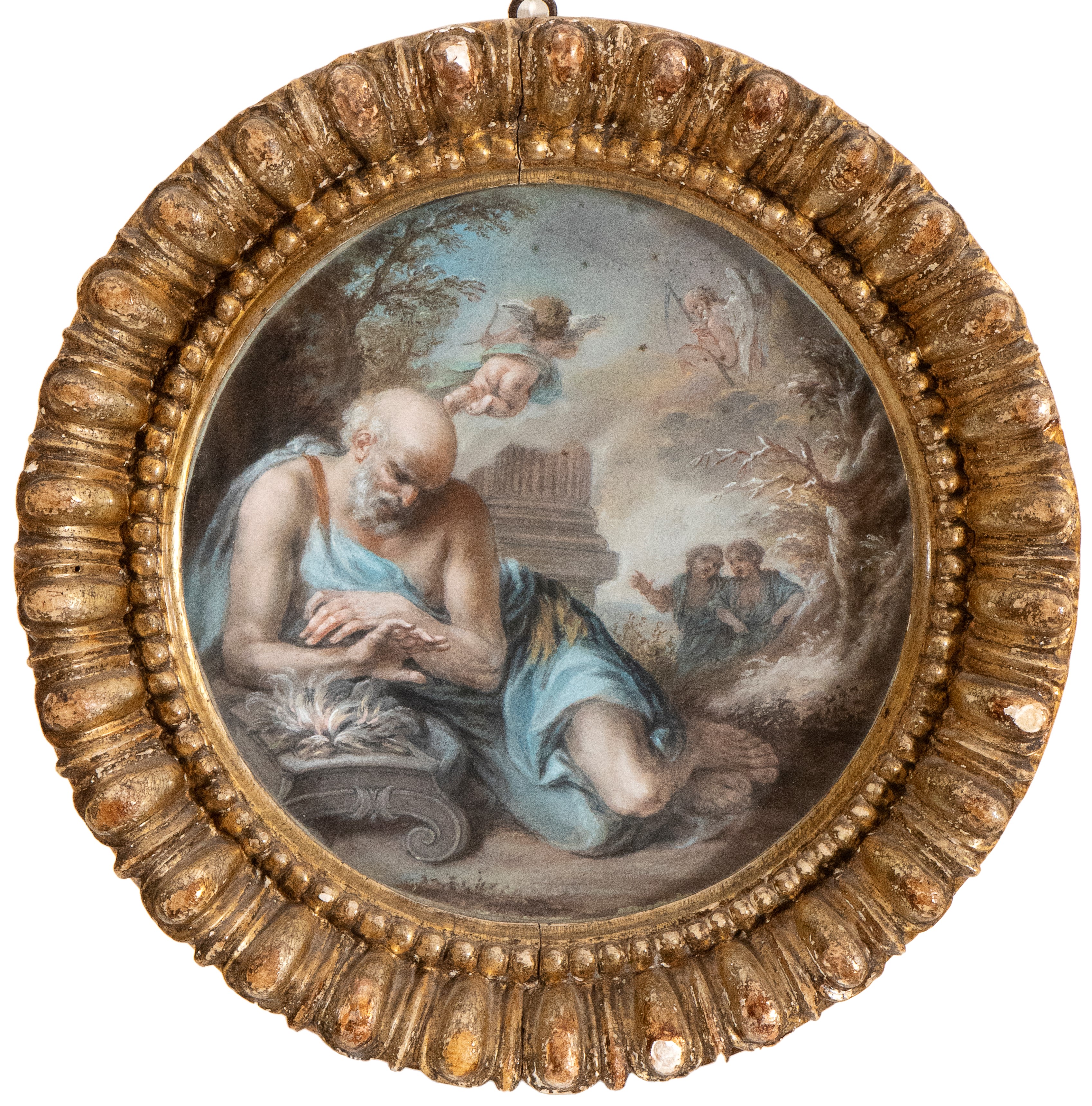 Guillaume Courtois il Borgognone - A) Inverno (la Virtù Romana); B) Estate (bacco). Coppia di Dip...