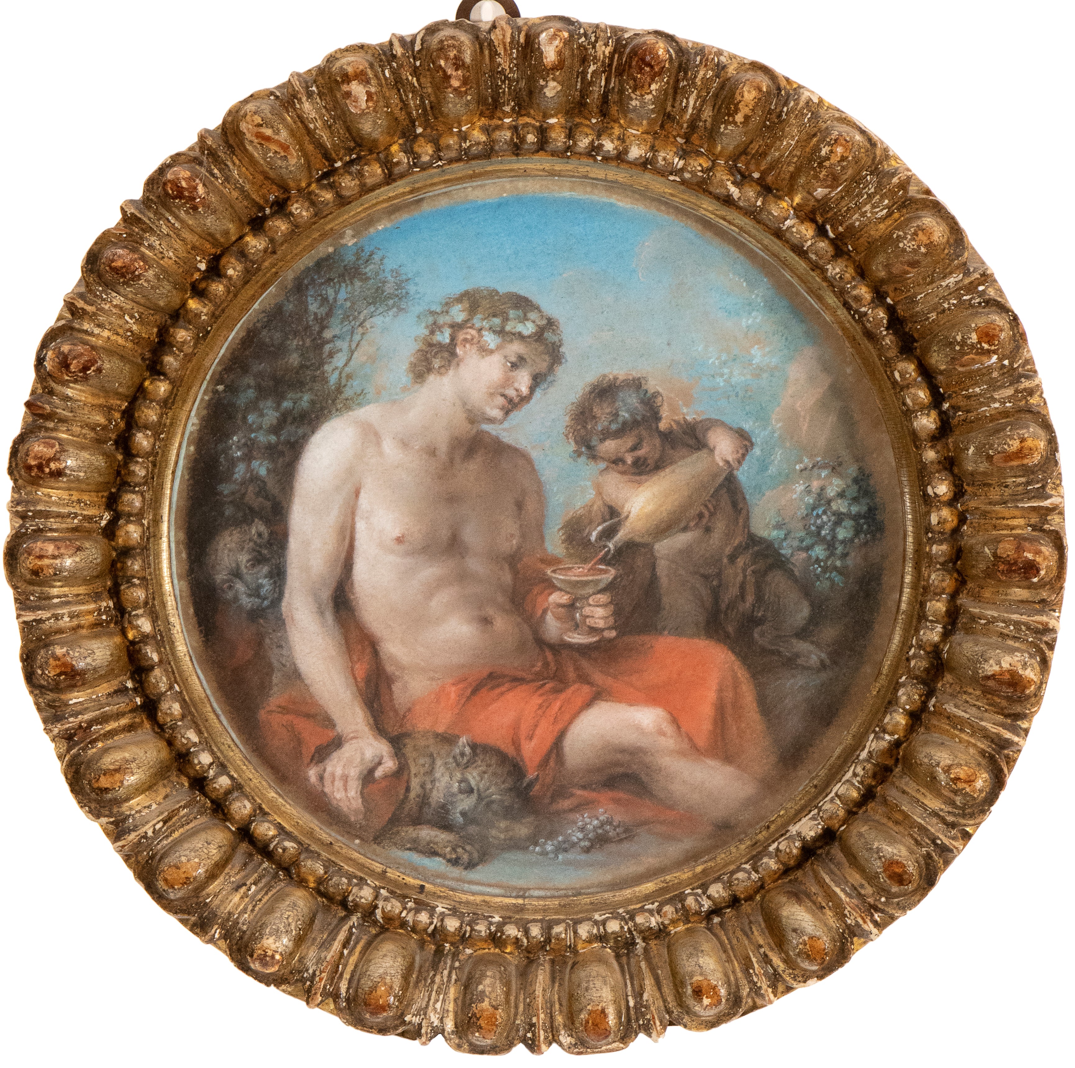 Guillaume Courtois il Borgognone - A) Inverno (la Virtù Romana); B) Estate (bacco). Coppia di Dip...