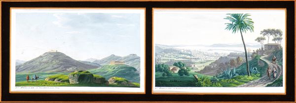 Francesco Zerilli - a) View of the valley of Segesta; b) View of the Gulf of Palermo. Pair of paintings
