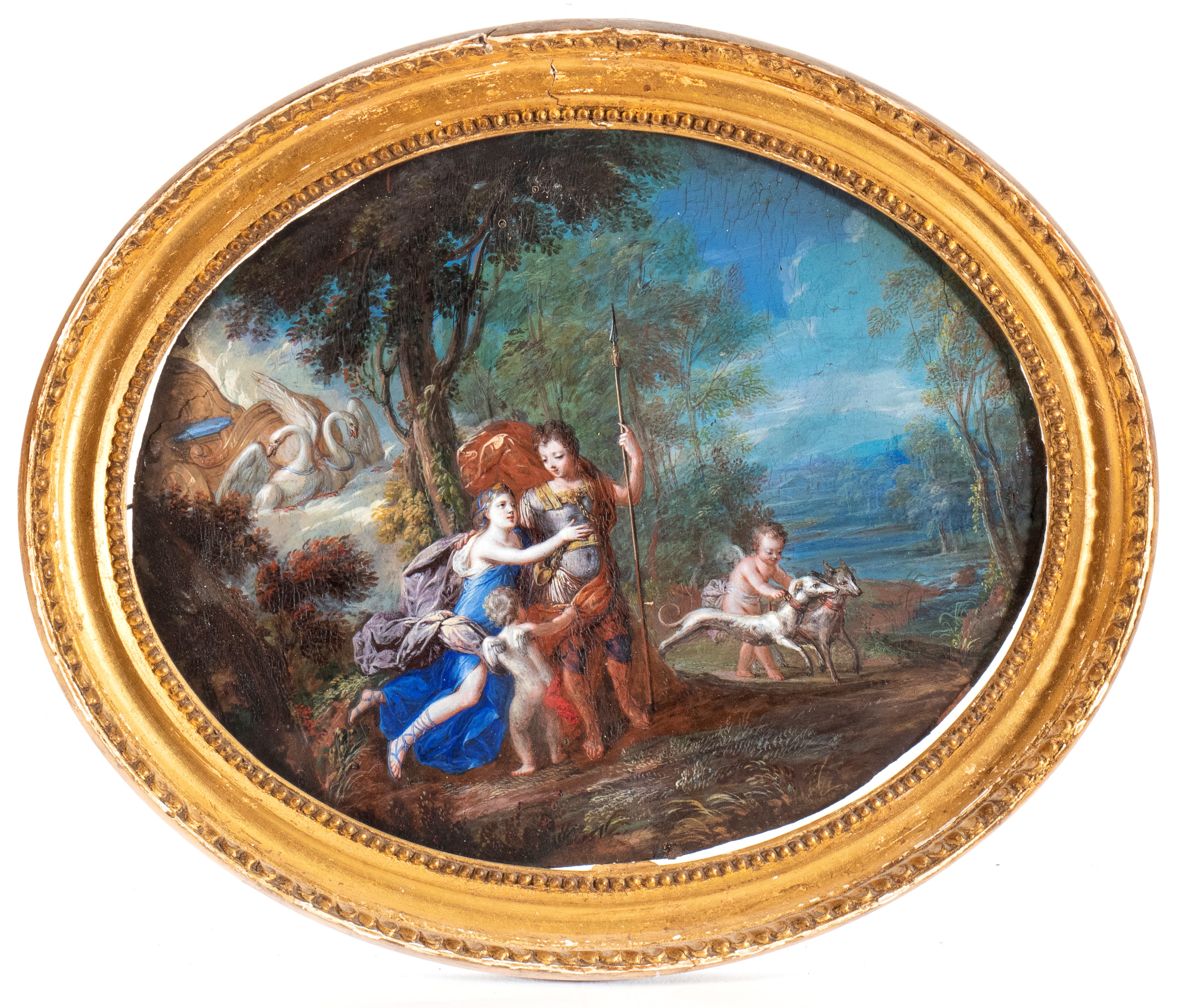 Artista Bolognese, Prima Metà XVIII Secolo - Incontro tra Marte e Venere in un Paesaggio