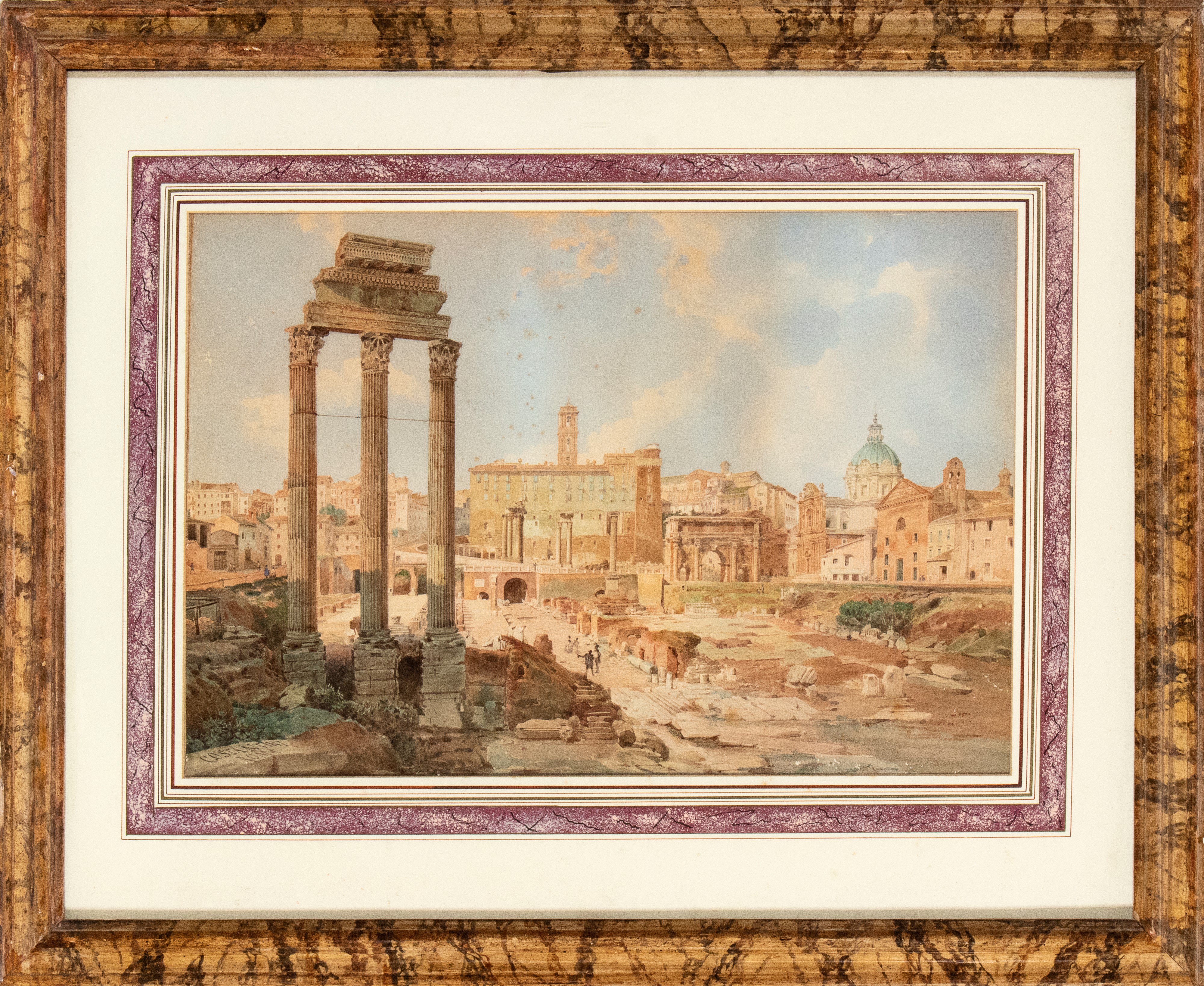 Giuseppe Costantini - Veduta del Foro Romano con il Tempio di Castore e Polluce