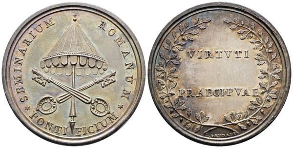 STATO PONTIFICIO. Pio VII (1800-1823). Medaglia (1805) per il seminario romano pontificio. Opus: Luigi Gennari. Bertuzzi 61; Ag; 26,25gr; 40,6mm