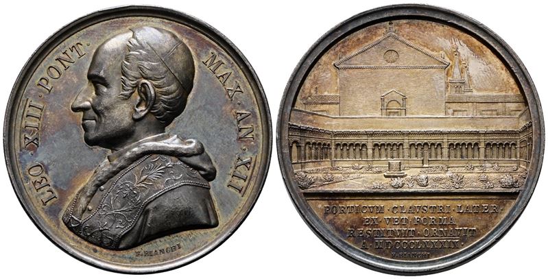 Roma. Leone XIII (1878-1903). Medaglia 1889 A. XII per i Lavori di Restauro del Chiostro Laterane...