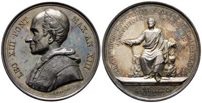 Leone XIII, Medaglia commemorativa per i lavori di restauro del chiostro lateranense, 1889