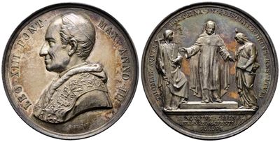 Roma. Leone XIII (1878-1903). Medaglia 1880 A. III Impulso agli Studi Tomistici. Bart.880; Ag; 35...