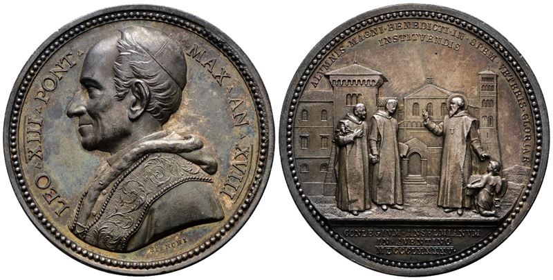 Roma. Leone XIII (1878-1903). Medaglia 1895 A. XVIII Nuova Sede del Collegio Benedettino di Sant'...