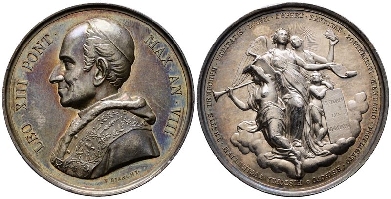 Roma. Leone XIII (1878-1903). Medaglia 1885 A. VIII Apertura Dell'archivio Segreto del Vaticano. ...