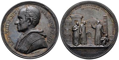 Roma. Leone XIII (1878-1903). Medaglia 1895 A. XVIII Nuova Sede del Collegio Benedettino di Sant'...