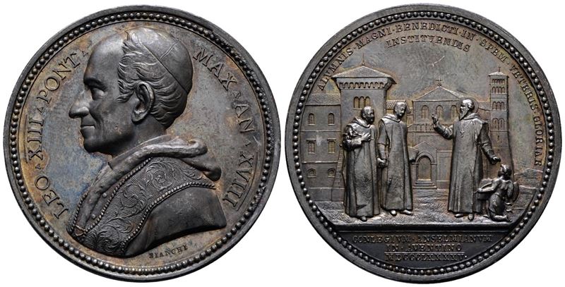 Roma. Leone XIII (1878-1903). Medaglia 1895 A. XVIII Nuova Sede del Collegio Benedettino di Sant'...