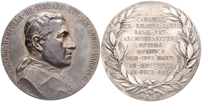 Roma. Mariano Rampolla del Tindaro (1843-1913). Medaglia 1912, Segretario di Stato di Leone XIII....