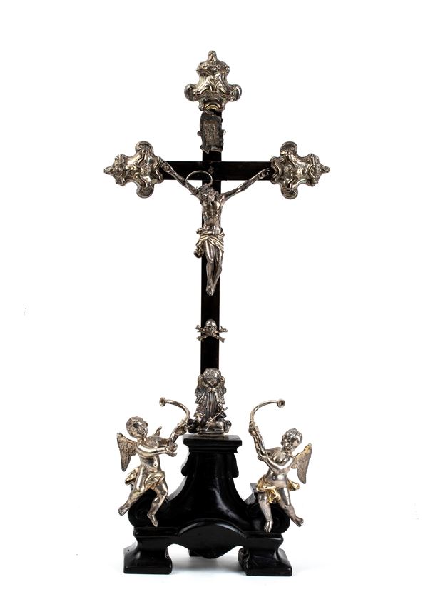 ANTONIO RUSSO - Solid silver crucifix and wood