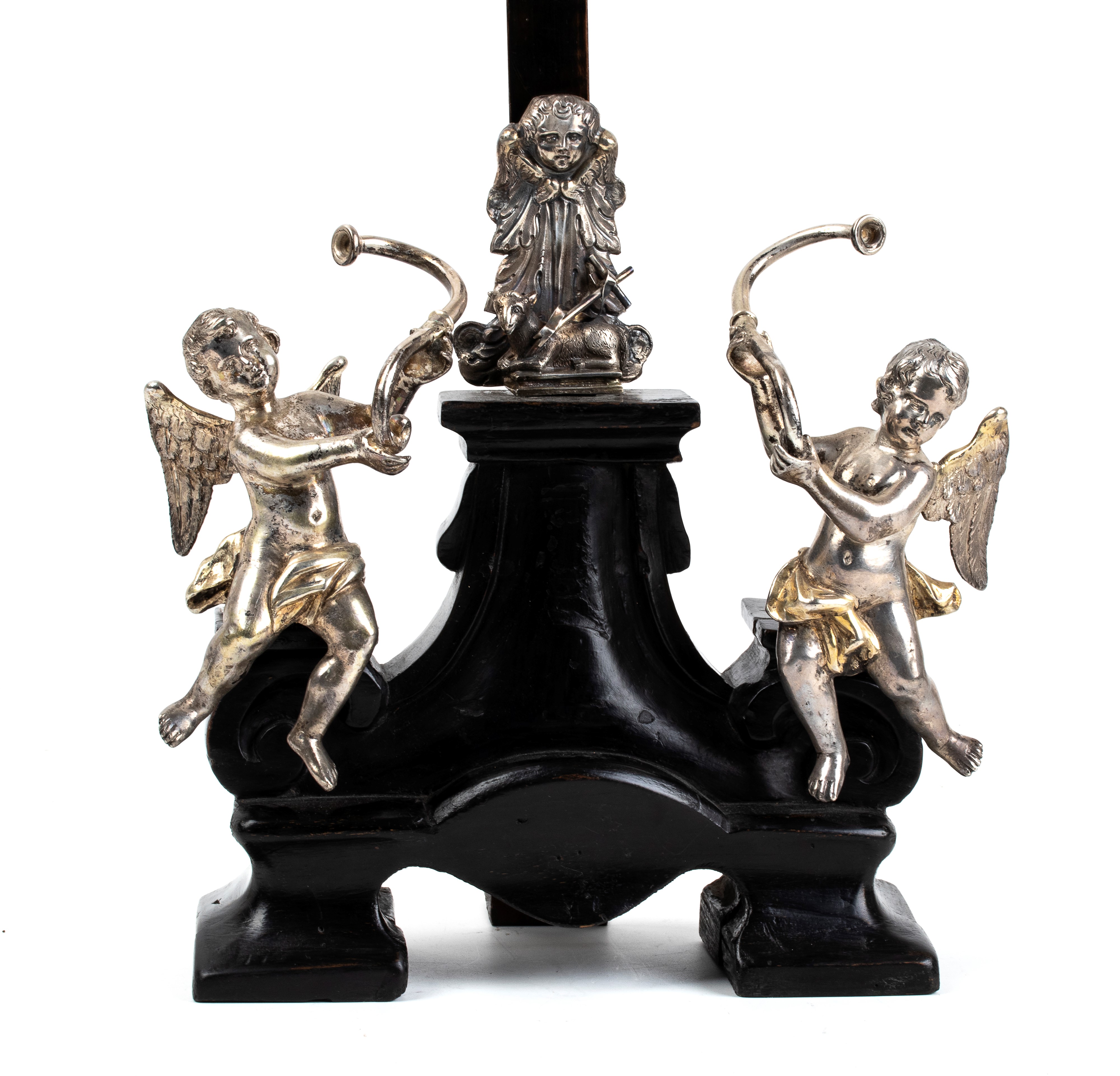 Crocifisso italiano in argento e legno