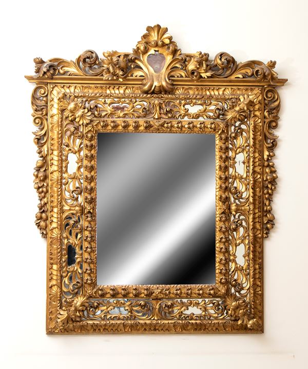 Italian carved wooden mirror
