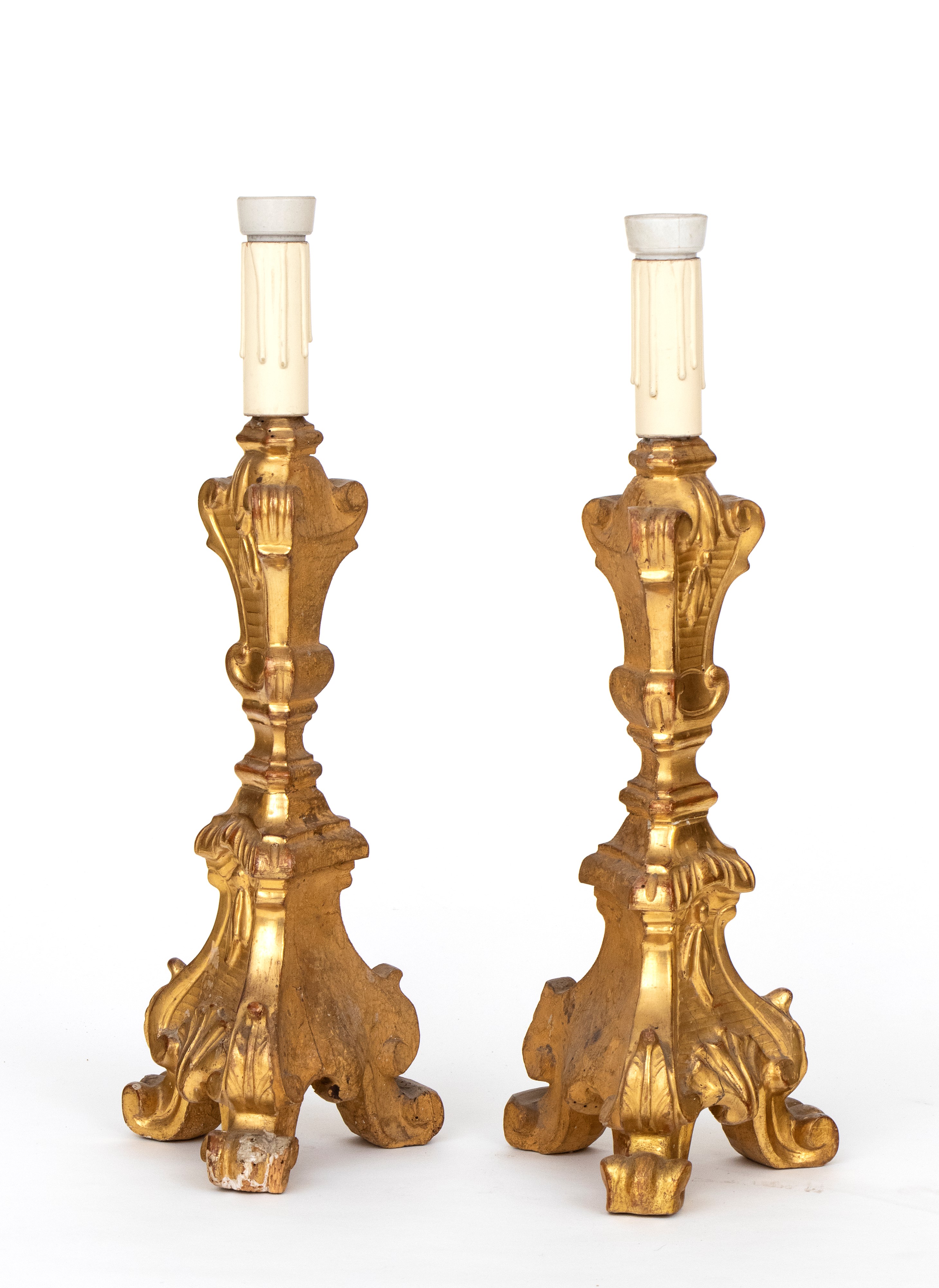 Coppia di Candelabri Dorati Italiani