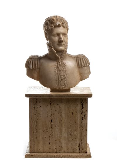 Scultura Francese in Alabastro Raffigurante Louis Alexandre Berthier