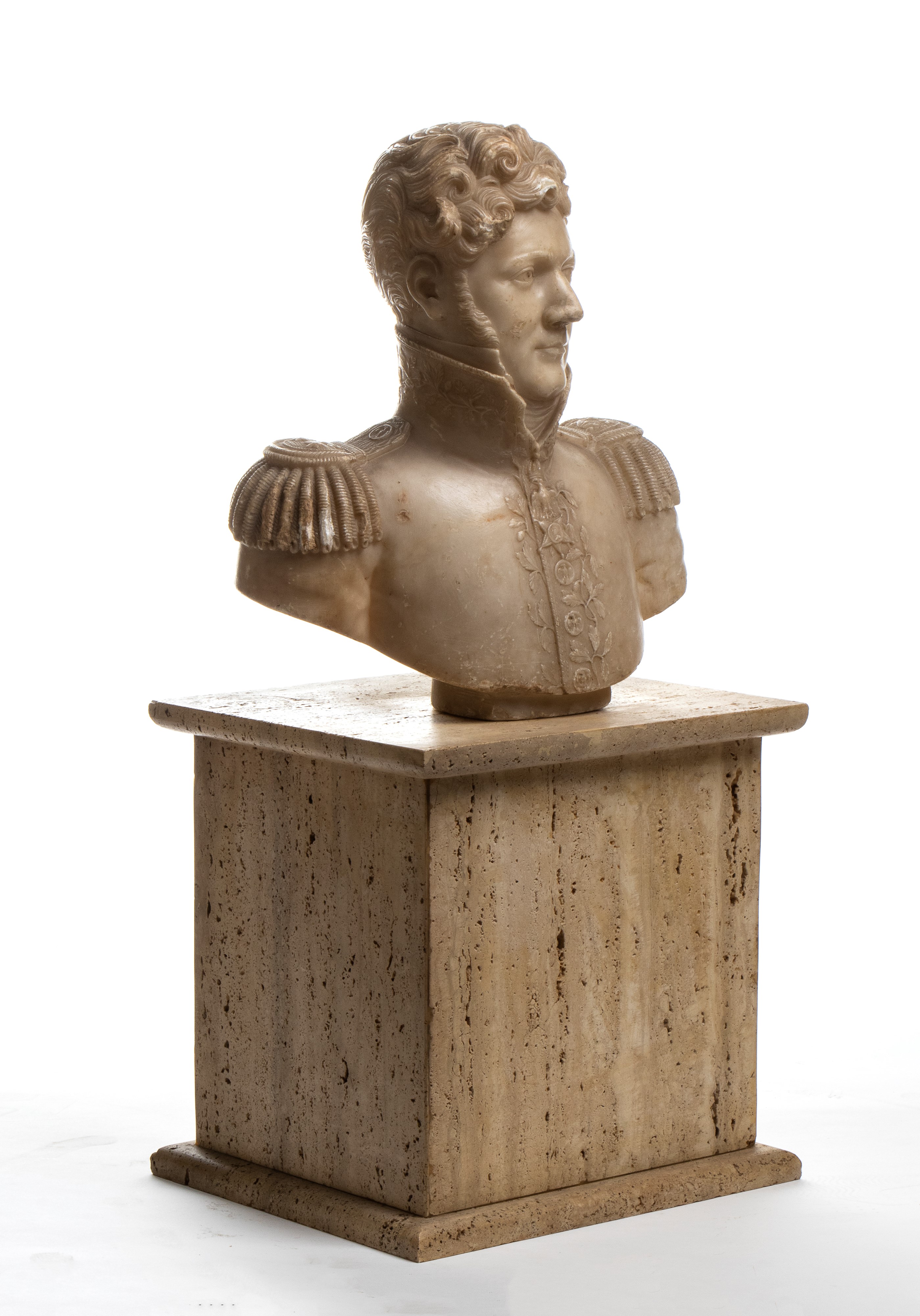 Scultura Francese in Alabastro Raffigurante Louis Alexandre Berthier