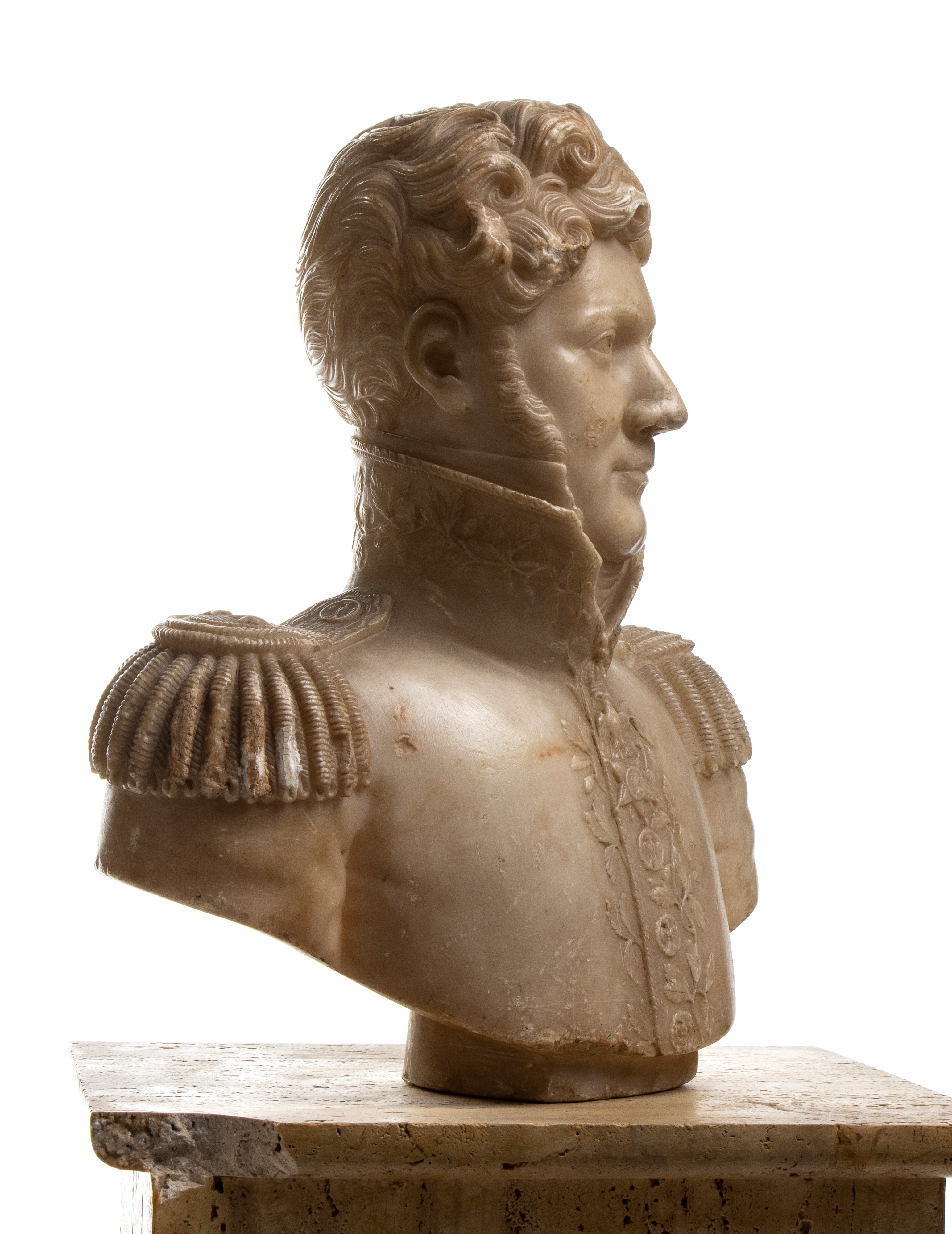 Scultura Francese in Alabastro Raffigurante Louis Alexandre Berthier