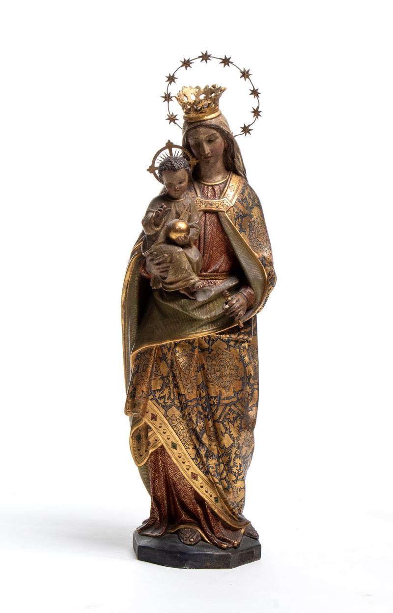 Scultura Italiana Raffigurante Madonna con Bambino