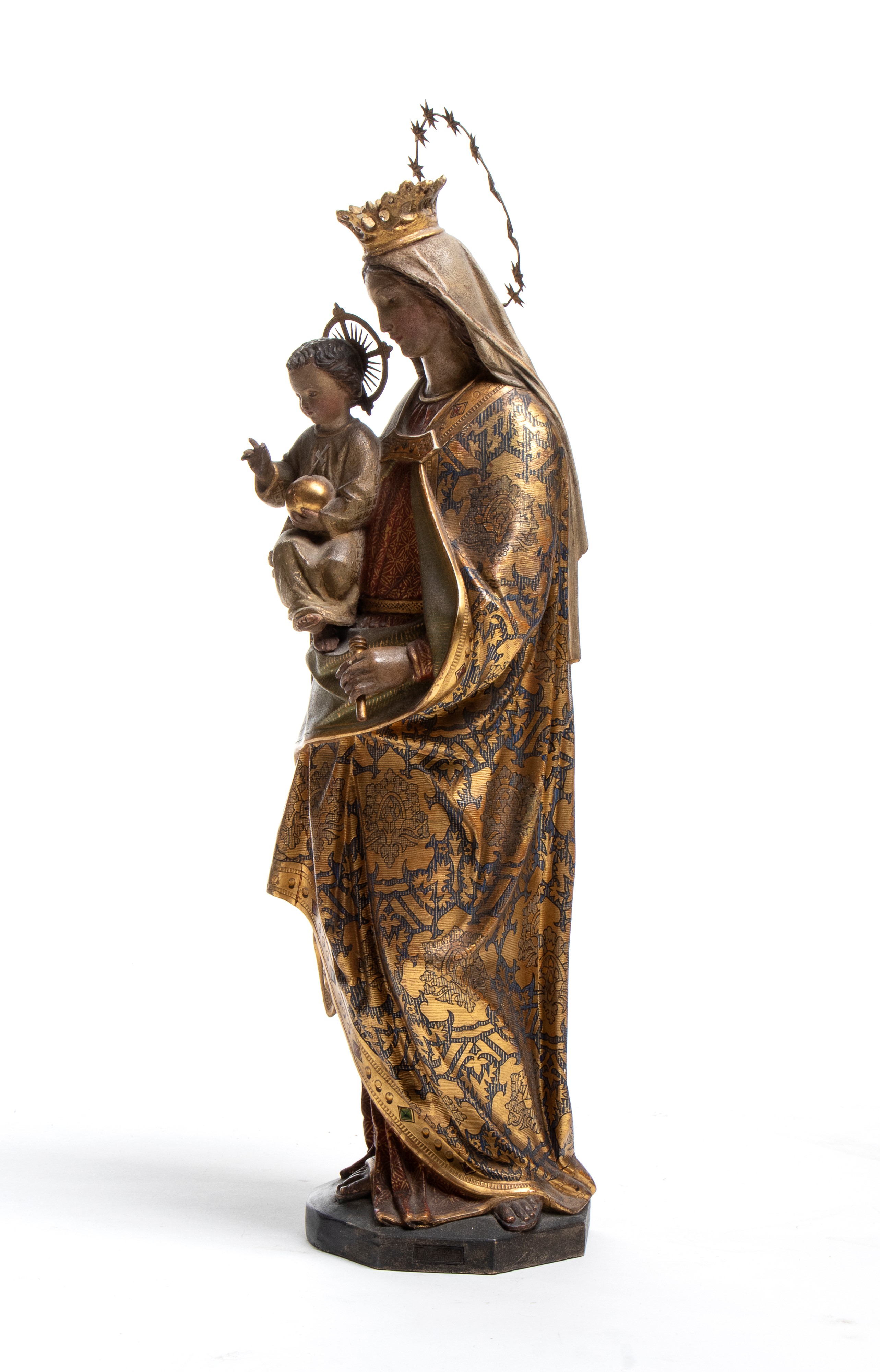 Scultura Italiana Raffigurante Madonna con Bambino
