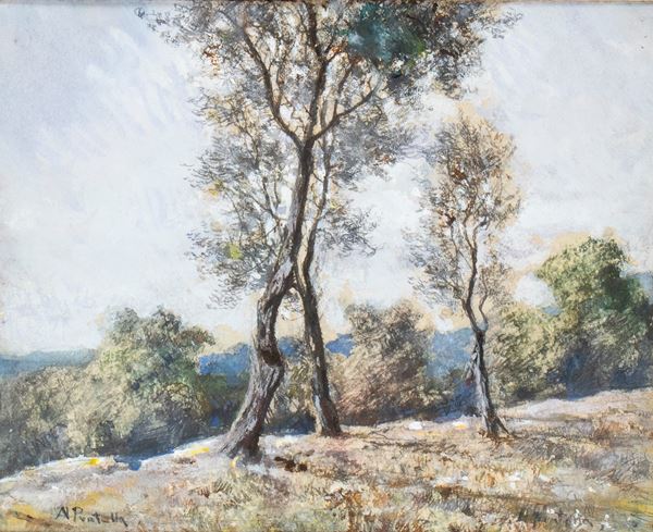 ATTILIO PRATELLA - Paesaggio con alberi