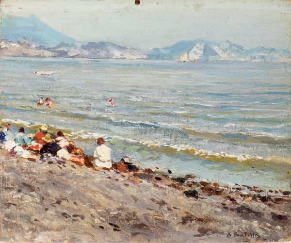 ATTILIO PRATELLA - Marina con figure