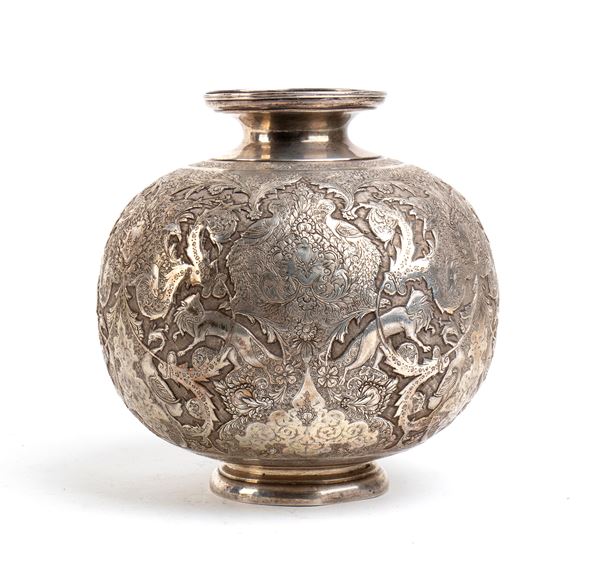 Persian solid silver Vase