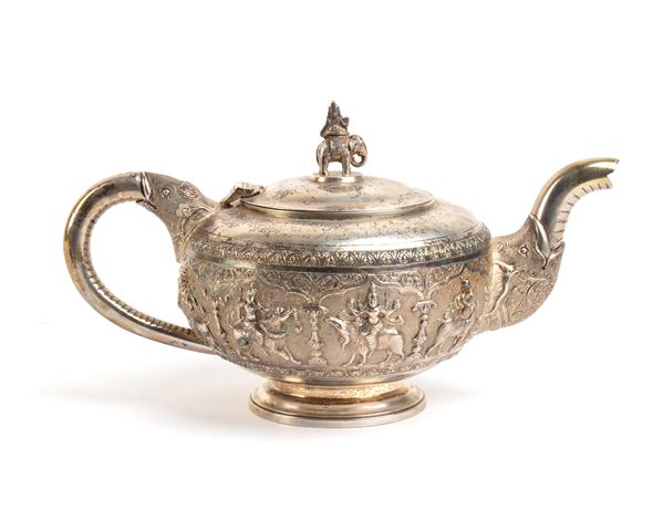 Solid silver Indian tea pot