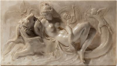 Bassorilievo in marmo raffigurante scena mitologica, XIX secolo