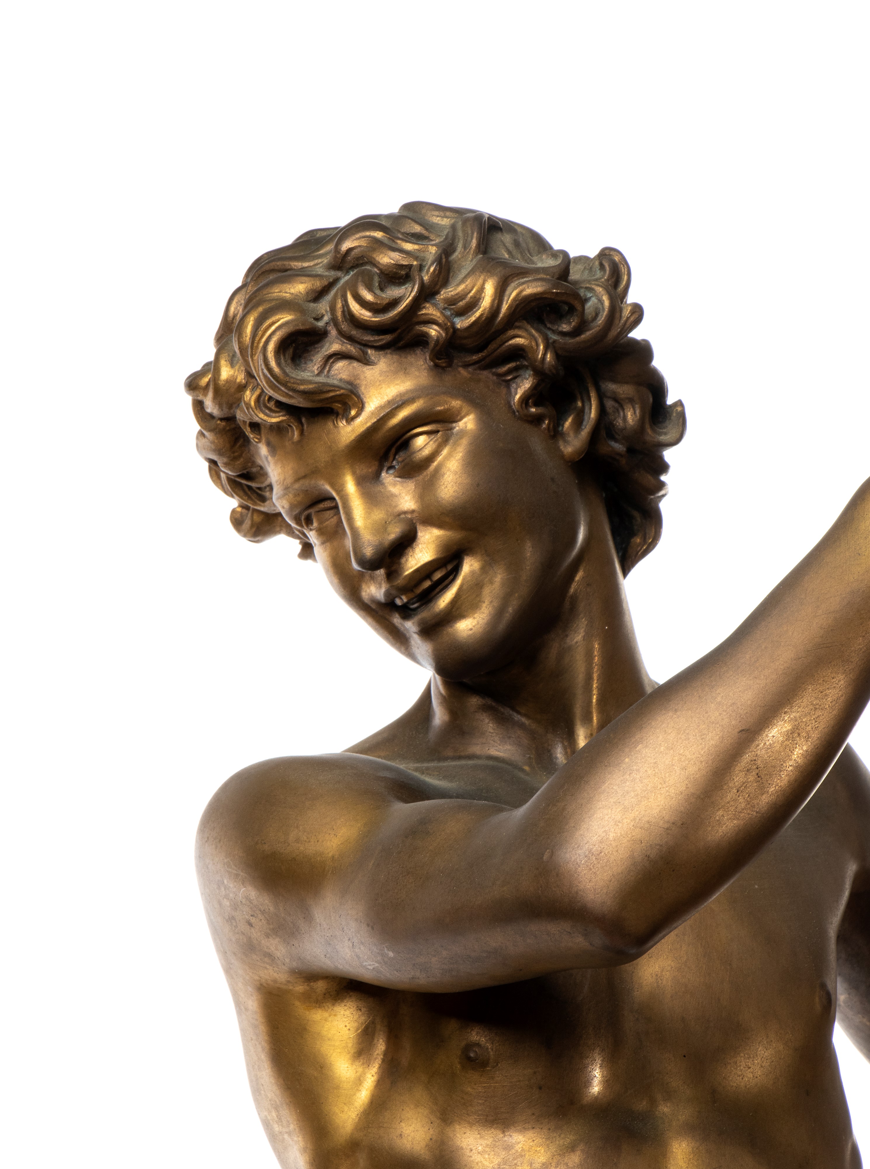Justin Chrysostôme Sanson - Scultura in bronzo di giovane suonatore di tamburello