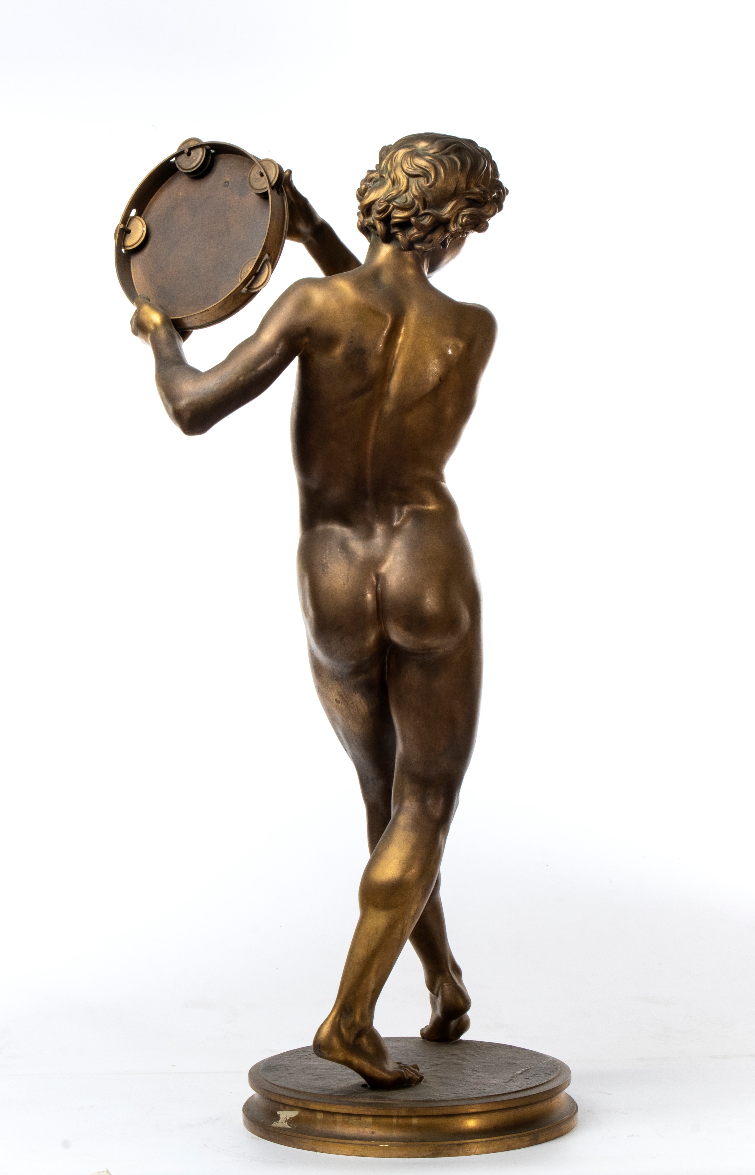 Justin Chrysostôme Sanson - Scultura in bronzo di giovane suonatore di tamburello